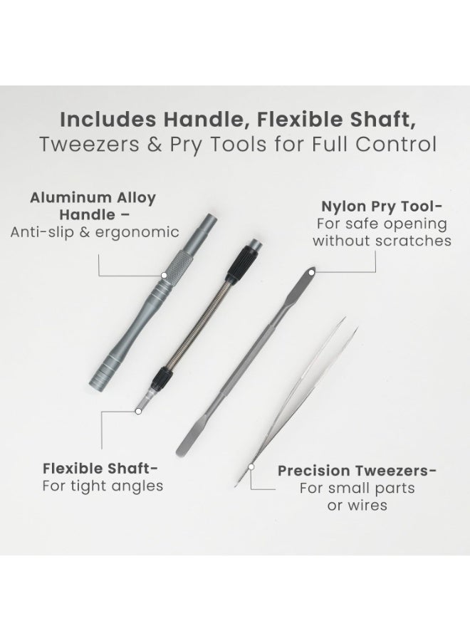 Portronics Bit Box 2, 128-in-1 Screwdriver Kit with Phillips, Flathead, Torx, Pentalobe, Wrench Bits, Flexible Shaft, Tweezer, Spudger & Magnetic Handle for Laptop, Mobile, Car & Electronics Repair - Image 3